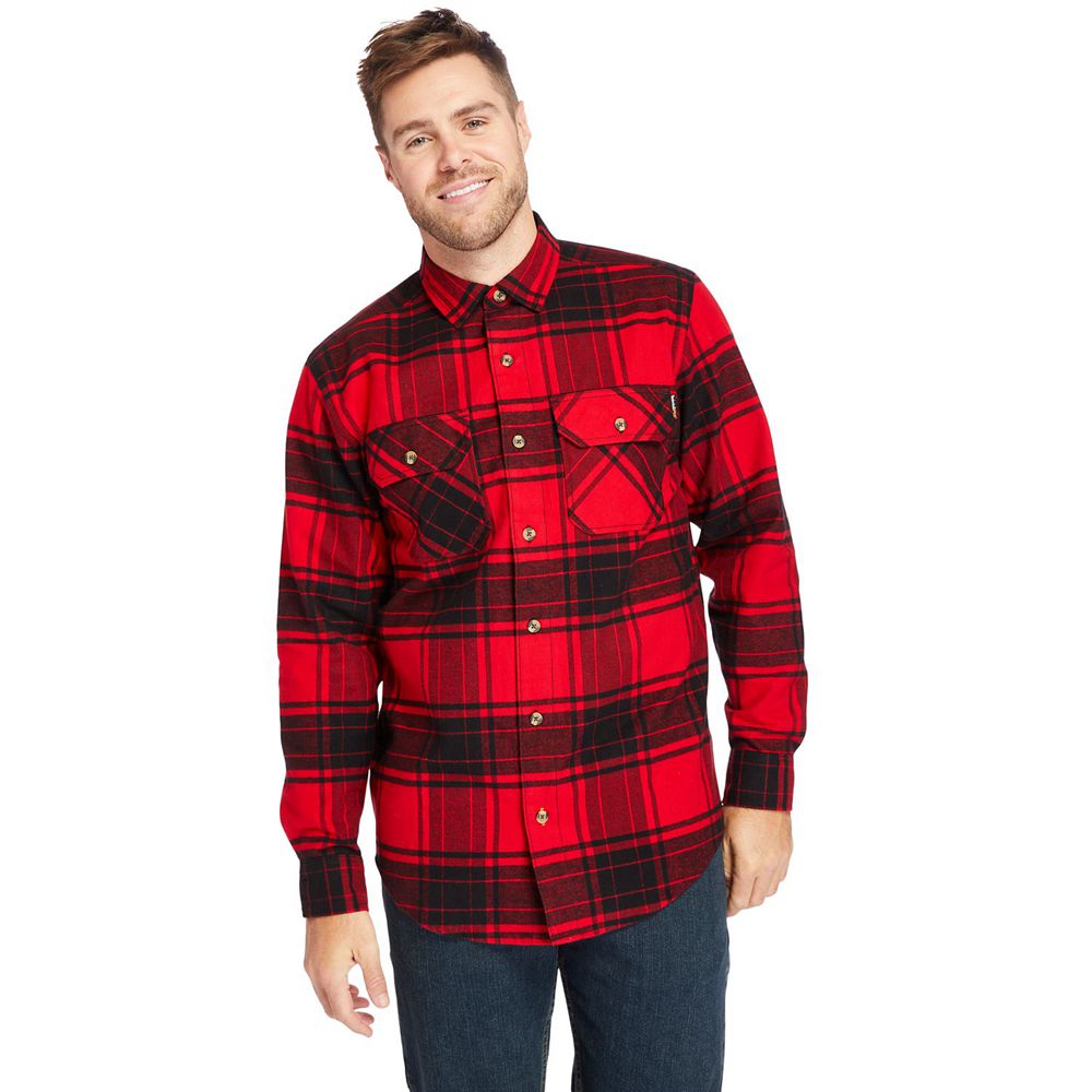 Timberland Πουκαμισα Ανδρικα Κοκκινα/Μαυρα - Pro® Woodfort Heavyweight Flannel Work - Greece 9314652